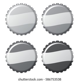 bottle caps in grey and black isolated on white background, vector illustration