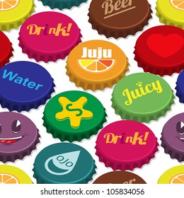 Bottle caps seamless background pattern. Vector illustration.