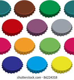 Bottle caps seamless background pattern. Vector illustration.