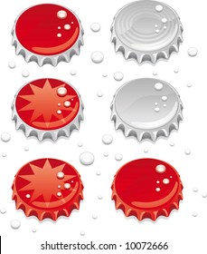 bottle caps with some graphics and water drops. All in separate layers for better edit.