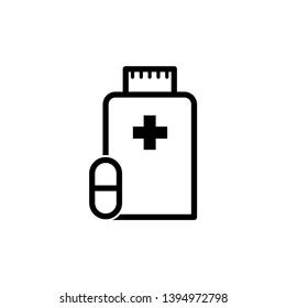 bottle and capsule icon in trendy flat design