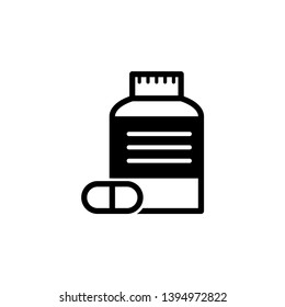 bottle and capsule icon in trendy flat design