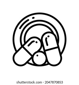 bottle and capsule icon vector with outline style isolated on white background. Vector illustration air flow sign symbol icon concept for medical, apothecary industry, web, apps, technology