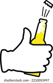 Bottle of carbonated beer in hand. Craft beer banner