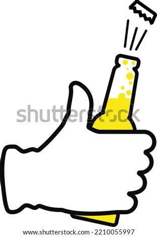 Bottle of carbonated beer in hand. Craft beer banner