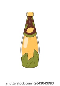 Garrafa de limonada carbonatada. Embalagem de vidro de refrigerante com suco de limão. Recipiente de bebida refrescante gaseificada com aroma de citrinos. Ilustração de vetor isolado plano sobre fundo branco