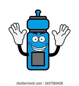 Bottle cartoon character facial expressions vector illustration