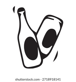 VECTOR DE CELEBRACIÓN DE BOTELLA EN BLANCO Y NEGRO