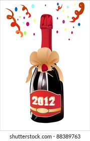 Bottle of Champagne in 2012. Vector illustration.