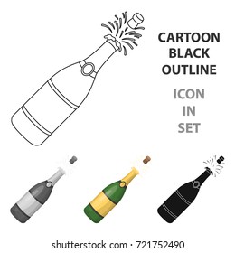 A bottle of champagne with a cork.Party and parties single icon in cartoon style vector symbol stock illustration.