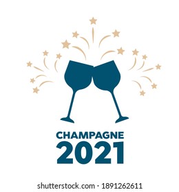 Bottle of Champagne explosion vintage. Champagne logo illustration