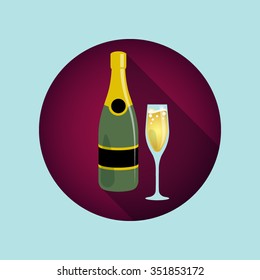 bottle of champagne and a glass of champagne