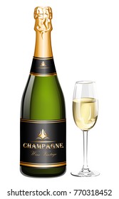 Bottle of Champagne with glass