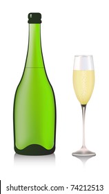 bottle of champagne and a glass vector