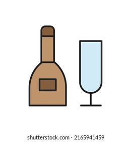 bottle and champagne glass vector for website symbol icon presentation