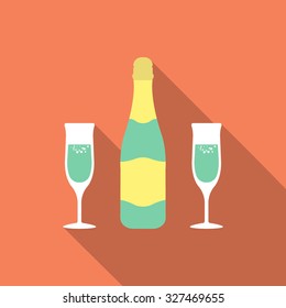 bottle of champagne and champagne glasses
