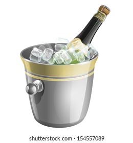 a bottle of champagne in an ice bucket 