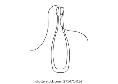 Bottle of champagne icon continuous line drawing minimalist style isolate