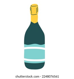 Una botella de icono de champán aislada en blanco