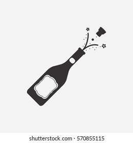 Bottle of champagne icon. Vector illustration.