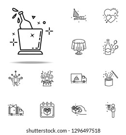 bottle of champagne inbucket dusk style icon. Birthday icons universal set for web and mobile