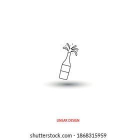 Bottle of champagne in a linear style.