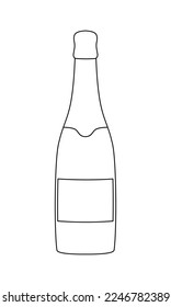 Bottle of champagne. Linear style. Vector illustration 