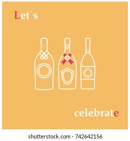 Bottle of champagne. Minimalistic flat vector illustration.