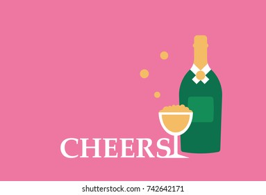 Bottle of champagne. Minimalistic flat vector illustration.