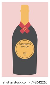 Bottle of champagne. Minimalistic flat vector illustration.