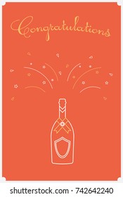 Bottle of champagne. Minimalistic flat vector illustration.