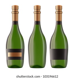 bottle of champagne on a white background