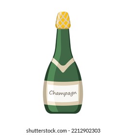Botella de champán con fondo blanco. ilustración vectorial