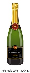 a bottle of champagne on a white background vector