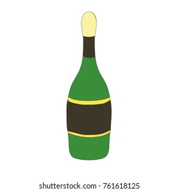 Bottle of champagne on white background vector illustration