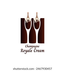 Bottle champagne royal ice cream chocolate vector glass dessert