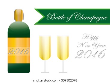 Bottle Of Champagne And Two Glasses