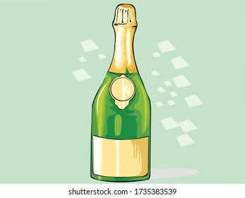 Bottle of champagne Vector illustration 