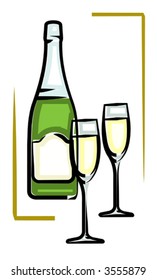 Bottle of Champagne vector illustration
