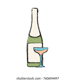 bottle champagne vector illustration