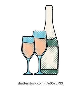 bottle champagne vector illustration