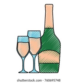bottle champagne vector illustration