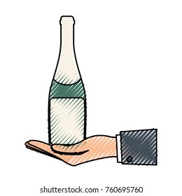 bottle champagne vector illustration