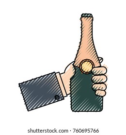 bottle champagne vector illustration