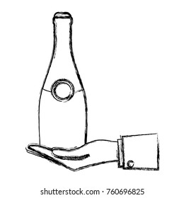 bottle champagne vector illustration