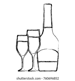 bottle champagne vector illustration