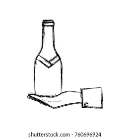 bottle champagne vector illustration