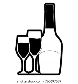 bottle champagne vector illustration