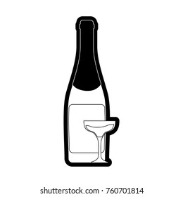 bottle champagne vector illustration
