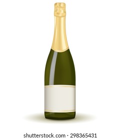 A bottle of champagne. Vector Illustration isolated on white background.